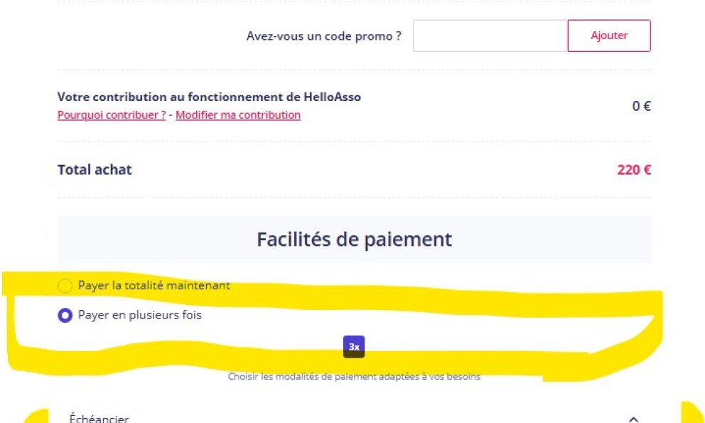 Paiemnt en 3 fois