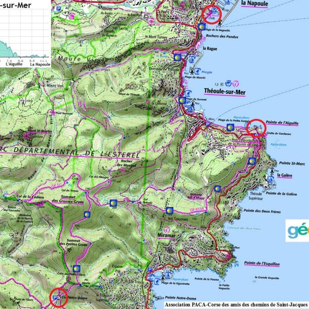Carte du Château de la Napoule au col Notre-Dame