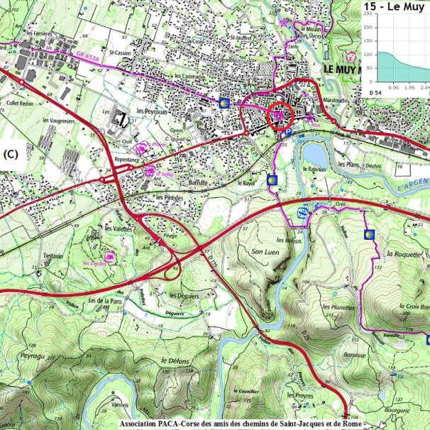 Carte de la Haute Rouquaire à la D 54