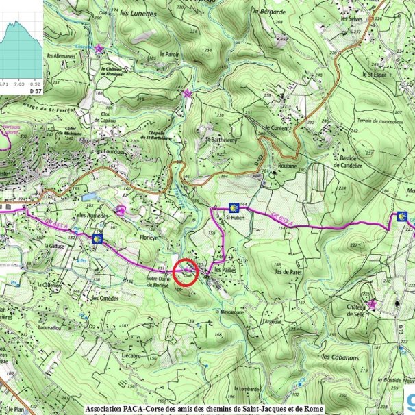 Carte de la D57 (le Fabrègue) à Lorgues