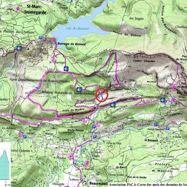 Carte du chemin de l'oppidum Untinos au GR 2013