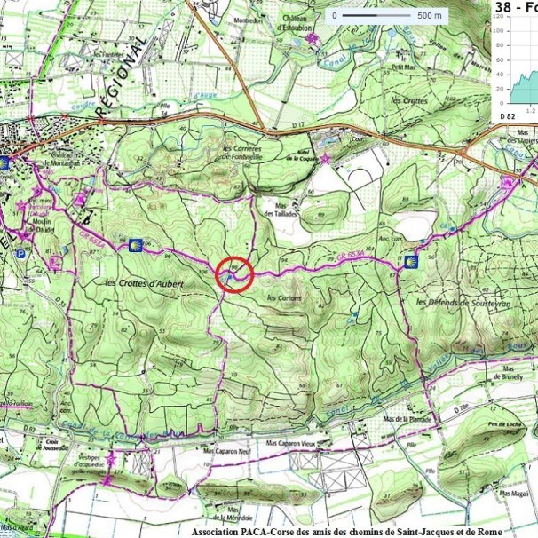 Carte du château d'Escanin à la route D 82