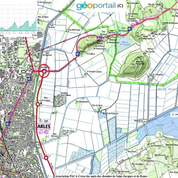 Carte de la route D 82 à la place Bornier