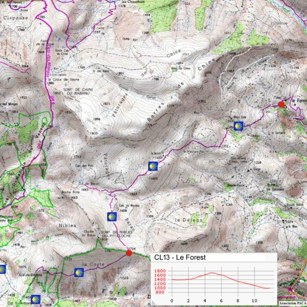Carte de Barles au carrefour de Feissal
