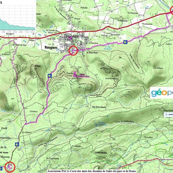 Carte de la D1 à l'aire des Quatre Chênes