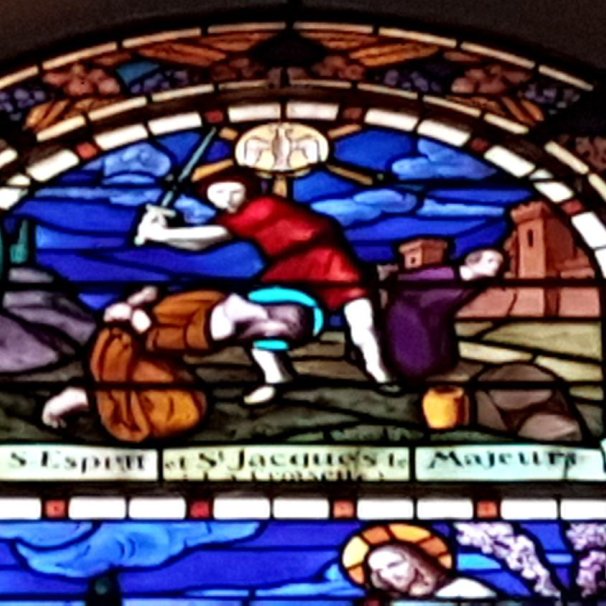 Barcelonnette - Eglise Saint Pierre aux Liens - vitrail la Mort de Saint Jacques
