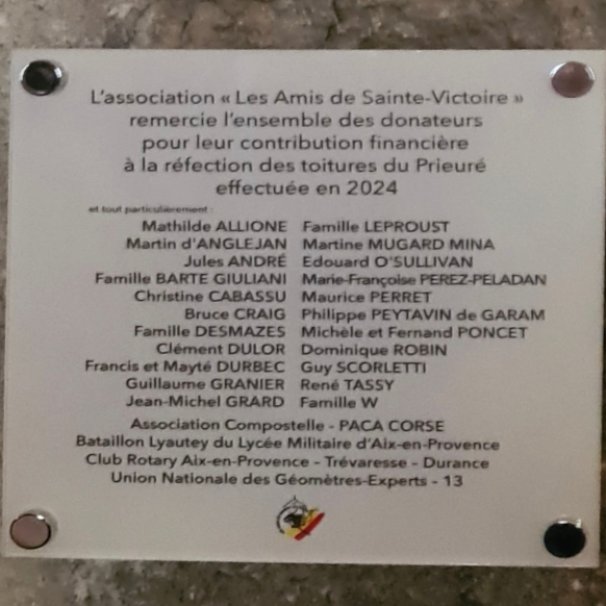Plaque Prieuré Sainte Victoire