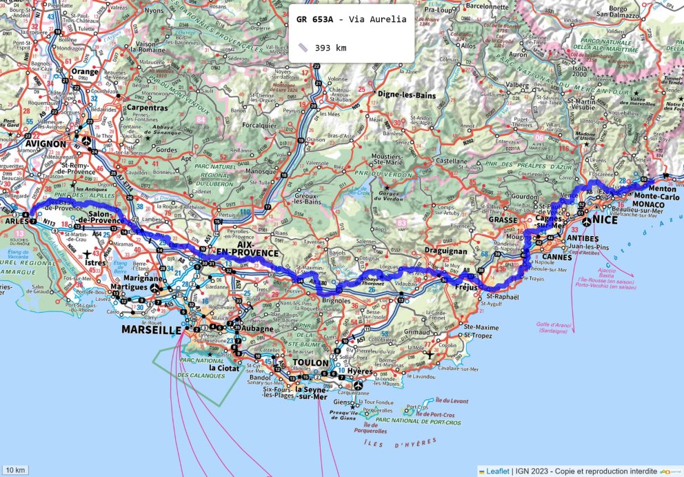 Carte du GR 653A