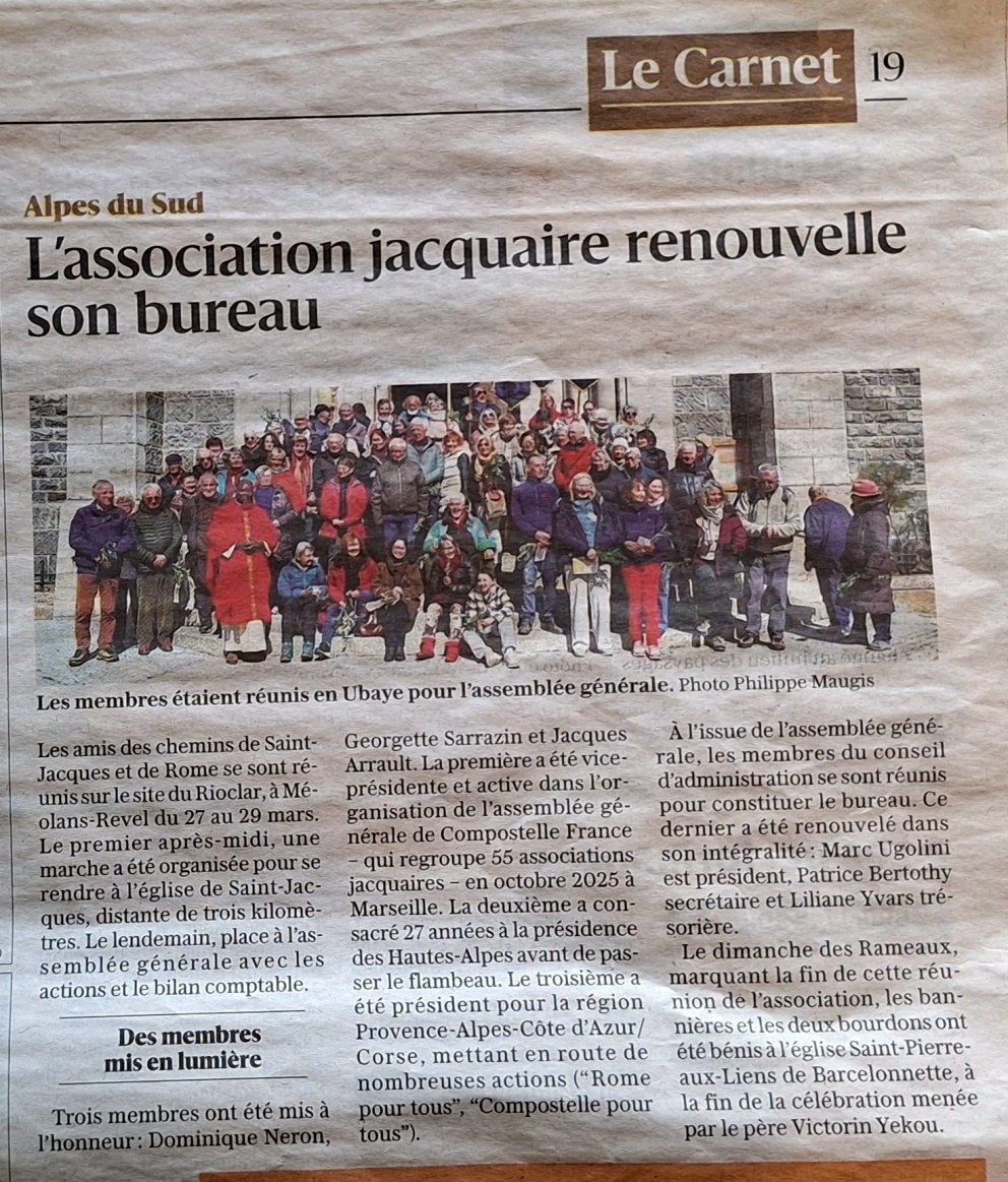 Compte Rendu AG2026 dans le DAUPHINE LIBERE