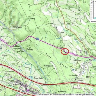 Carte du carrefour Saint-Mitre au chemin de Berthoire