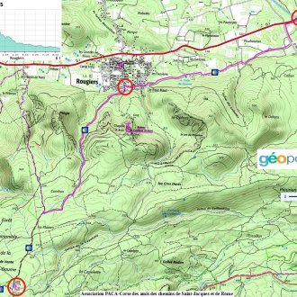 Carte de la D1 à l'aire des Quatre Chênes