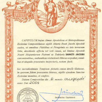 Diplôme Document COMPOSTELA officielle Santiago